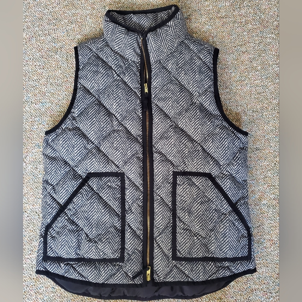 J Crew Herringbone Down Puffer Vest